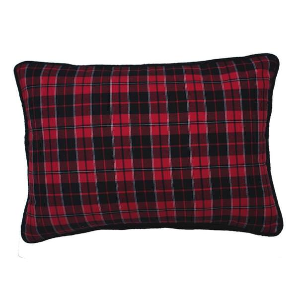 14" x 20" Red/Black Holiday Plaid With Black Velvet Back Pillow