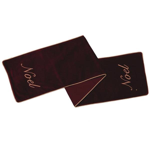 12" x 60" Cotton Velvet Embroidered "Noel" Table Runner