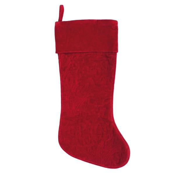 8" x 19" Red Cotton Velvet Christmas Stocking