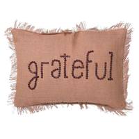 Vickerman 14" x 20" Rustic Harvest Burlap "Grateful" Pillow