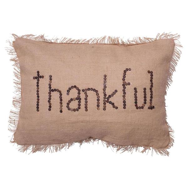 14" x 20" Rustic Harvest Burlap "Thankful" Pillow