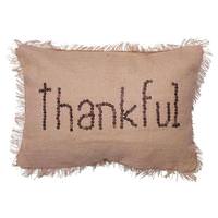 Vickerman 14" x 20" Rustic Harvest Burlap "Thankful" Pillow