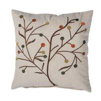 Vickerman 18" x 18" Festive Fall Branches And Berries Embroidered Pillow
