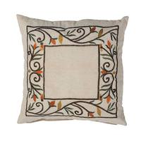 View 18" x 18" Fall Harvest Border Design Embroidered Pillow