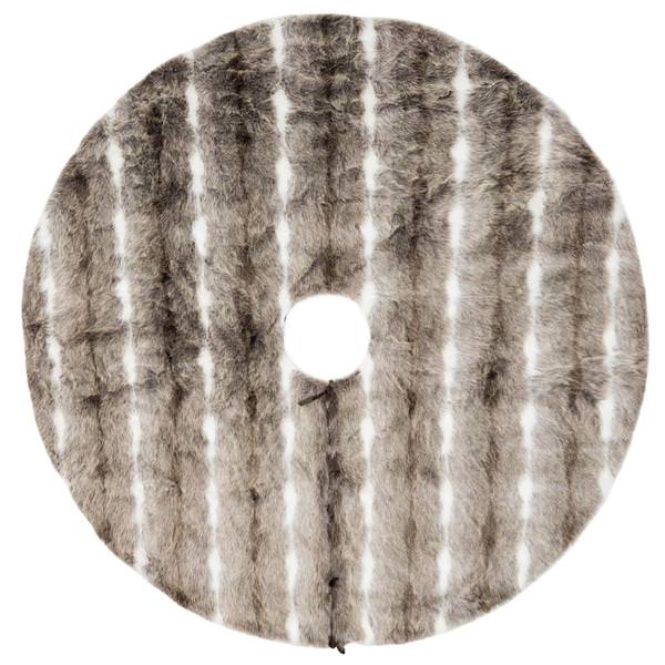 60"  Plush Faux Fur Striped Tree Skirt