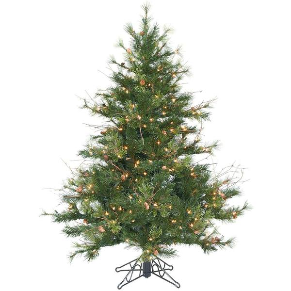 4.5' x 40" Artificial Mixed Country Pine Tree 250 Warm White LED Lights