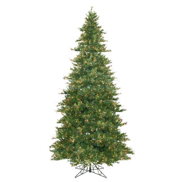 12' x 76" Artificial Mixed Country Pine 1900 Warm White LED Lights