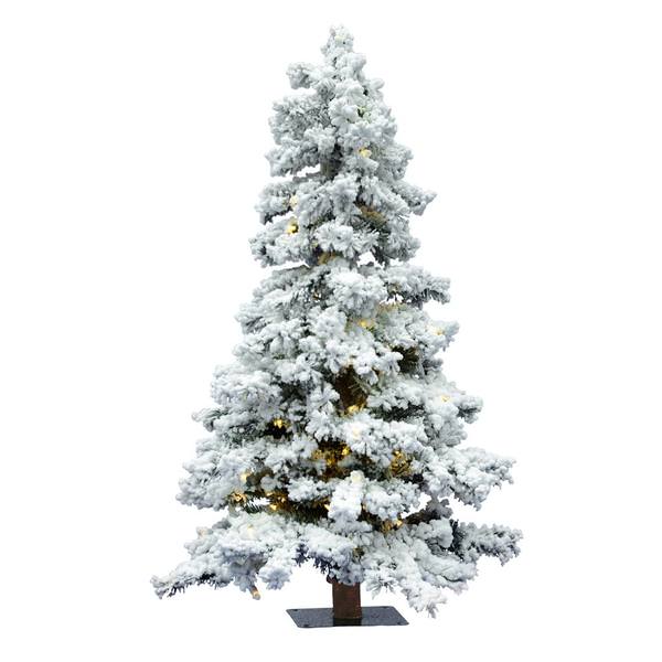 4' x 29" Artificial Flocked Spruce Tree 150 Warm White LED Lights