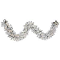 Vickerman 9' Artificial Flocked Alaskan Garland with 50 Warm White LED Lights