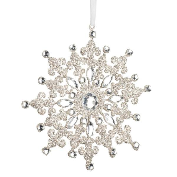 7" Glitter Snowflake Diamond Ornament