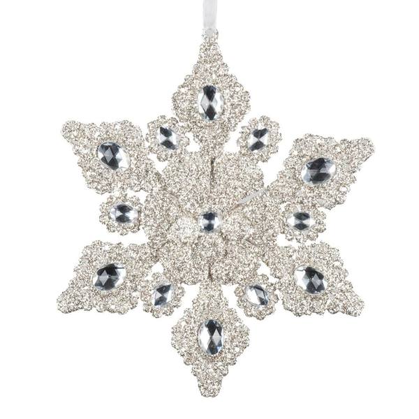 7" Glitter Snowflake Diamond Ornament