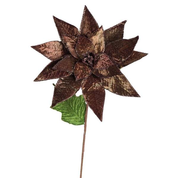 24" Chocolate Poinsettia Stem (3 pack)