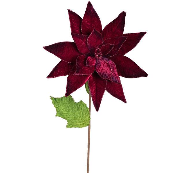 24" Burgundy Poinsettia Stem (3 pack)