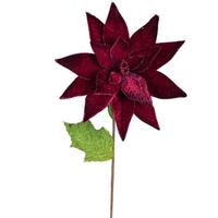 Vickerman 24" Burgundy Poinsettia Stem (3 pack)