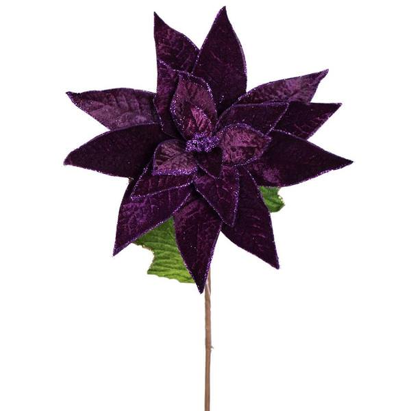 24" Plum Poinsettia Stem (3 pack)