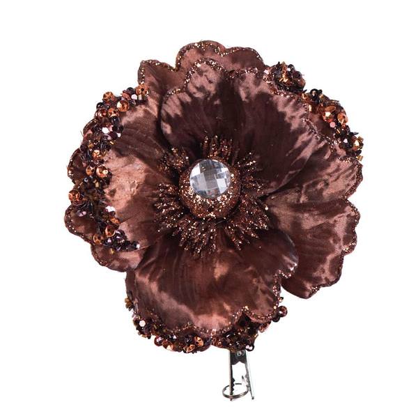 5" Chocolate Wild Poppy Head Clip (3 pack)