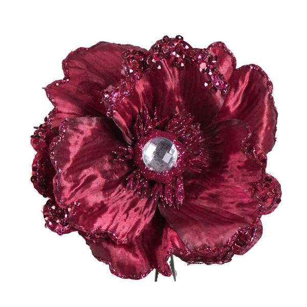 5" Burgundy Wild Poppy Head Clip (3 pack)
