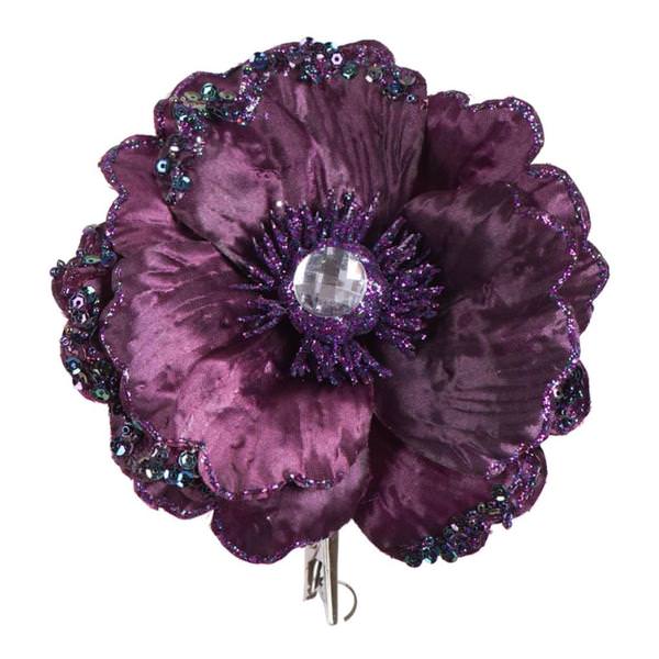 5" Plum Wild Poppy Head Clip (3 pack)