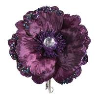 View 5" Plum Wild Poppy Head Clip (3 pack)