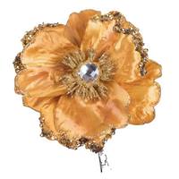 Vickerman 5" Gold Wild Poppy Head Clip (3 pack)