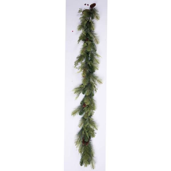 6' Artificial Plastic Pine/Cedar Garland with Pinecone