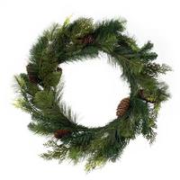 Vickerman 24" Artificial Pine Cedar Wreath with Pinecone