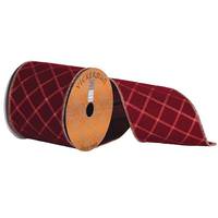 Vickerman 4" x 10yd Red Diamond Jacquard Ribbon