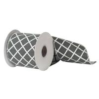 Vickerman 4" x 10yd Silver Diamond Jacquard Ribbon