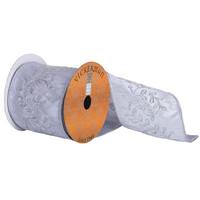 Vickerman 4" x 5yd Silver Embroidered Vine Ribbon