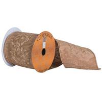 Vickerman 4" x 5yd Gold Embroidered Vine Ribbon