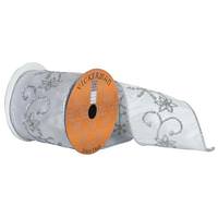 Vickerman 4" x 5yd Silver Snowflake Flower Ribbon