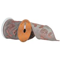 Vickerman 4" x 5yd Platinum Pink Sequin Flower Ribbon