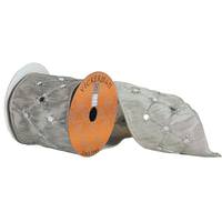 Vickerman 4" x 5yd Silver Diamond Mirror Center Ribbon