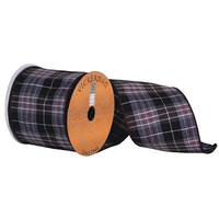 Vickerman 2.5" x 10yd Black / Gray / White / Red Plaid Ribbon