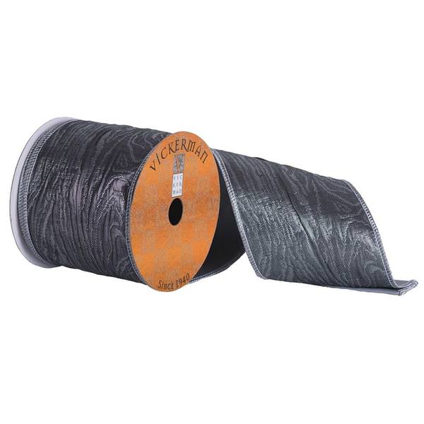 4" x 10yd Silver Metallic Wood Grain Ribbon