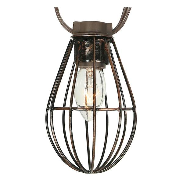 10 Light 20' Brown Wire Clear C7 Bulbs Cage Light String