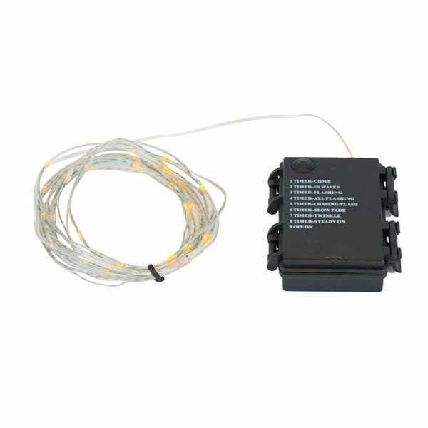 35 Light 12' Battery Operated Gold Micro LED Miniature String with Timer