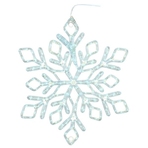 24" Diamond Snowflake Window Decor Pure White LED Twinkle Ropelight