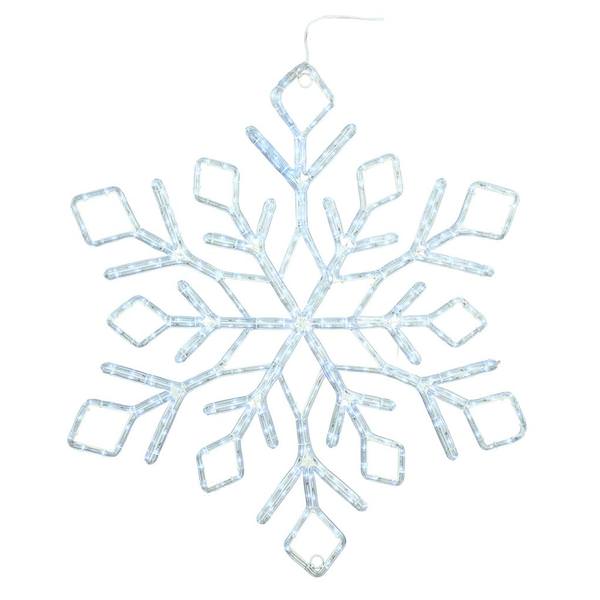 48" Diamond Snowflake Window Decor Pure White LED Ropelight