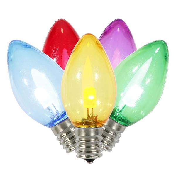 C7 Candelabra Screw Base Multi-Color LED Transparent Dimmable (25 pack)