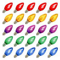 Vickerman C7 Candelabra Screw Base Multi-Color LED Transparent Dimmable Twinkle (25 pack)