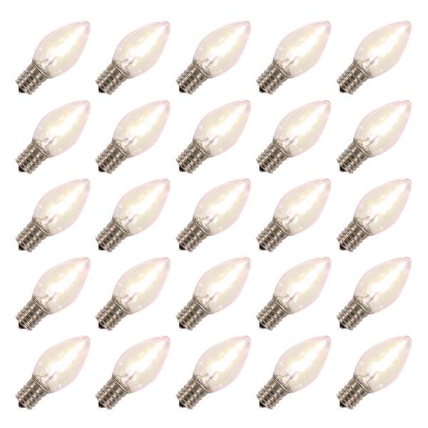 C7 Candelabra Screw Base Warm White LED Transparent Dimmable (25 pack)