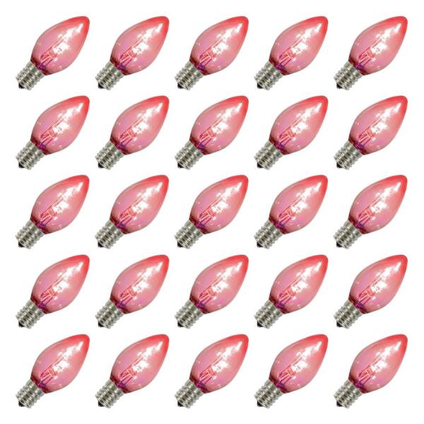C7 Candelabra Screw Base Transparent Red Dimmable Twinkle (25 pack)