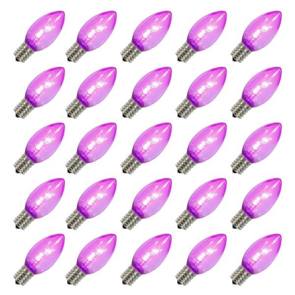 C9 Intermediate Screw Base Purple LED Transparent Dimmable Twinkle (25 pack)
