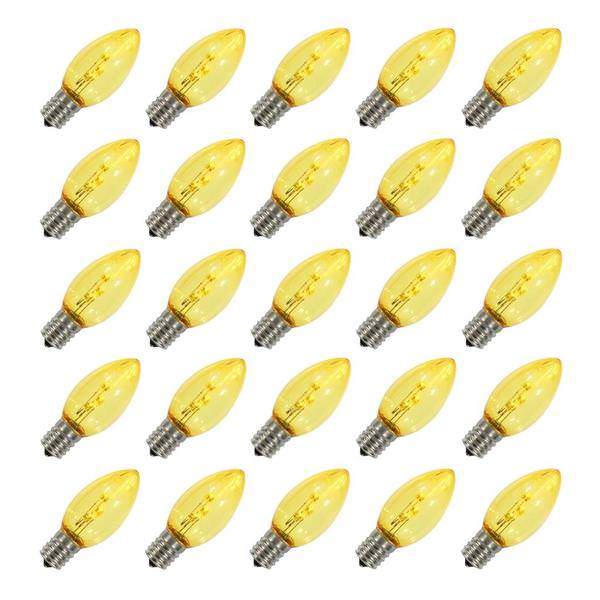 C9 Intermediate Screw Base Yellow Transparent Dimmable Twinkle LED (25 pack)