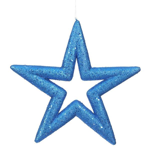 14" Blue Glitter Star Ornament