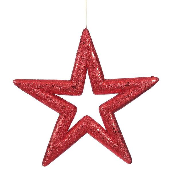 14" Red Glitter Star Ornament