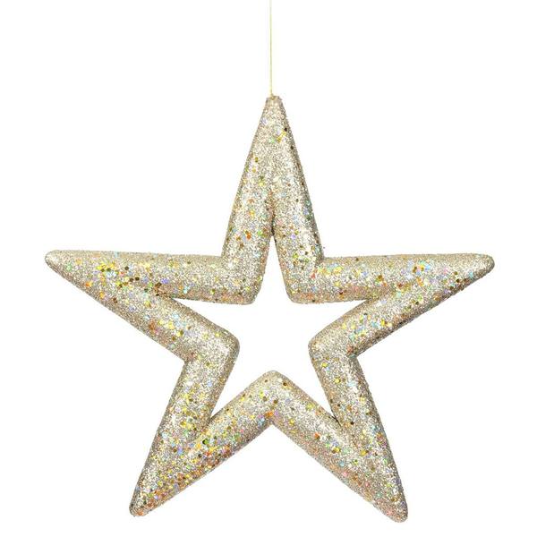 14" Champagne Glitter Star Ornament