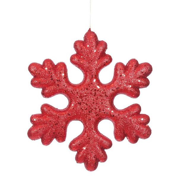 11" Red Glitter Snowflake Outdoor Ornament