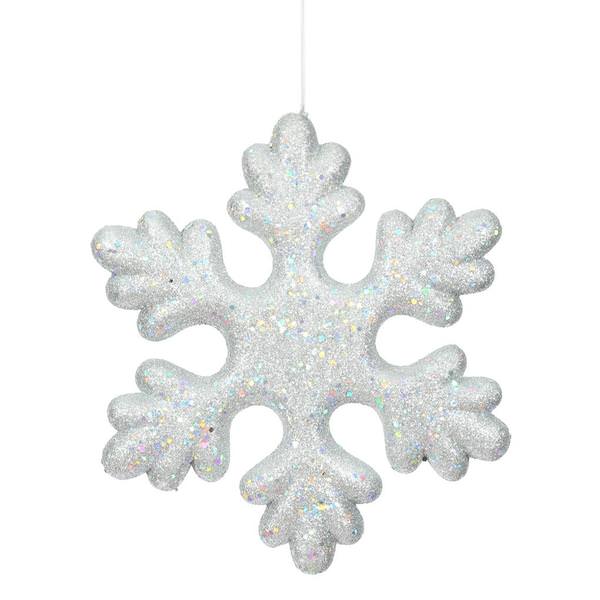 11" Silver Glitter Snowflake Outdoor Ornament
